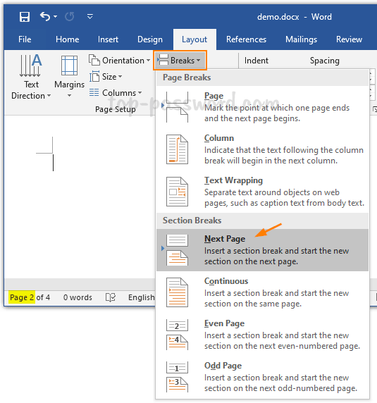 word 2016 table of contents not showing page number